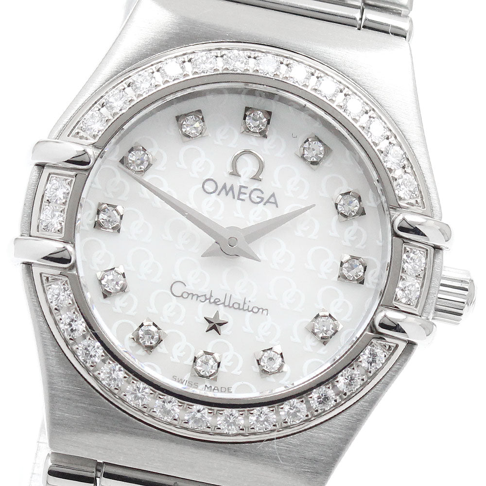 OMEGA Constellation 1460.75 12P diamond bezel White shell Dial Quartz Ladies Watch_948606
