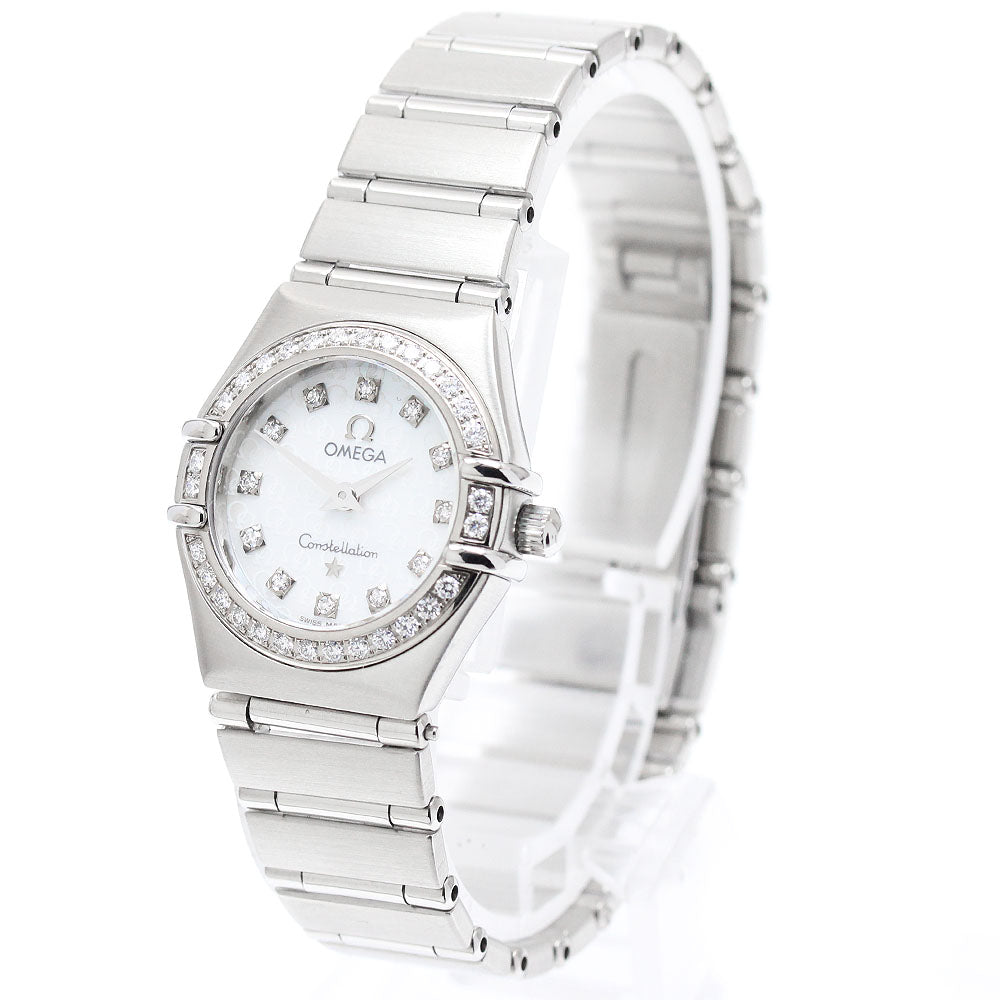 OMEGA Constellation 1460.75 12P diamond bezel White shell Dial Quartz Ladies Watch_948606