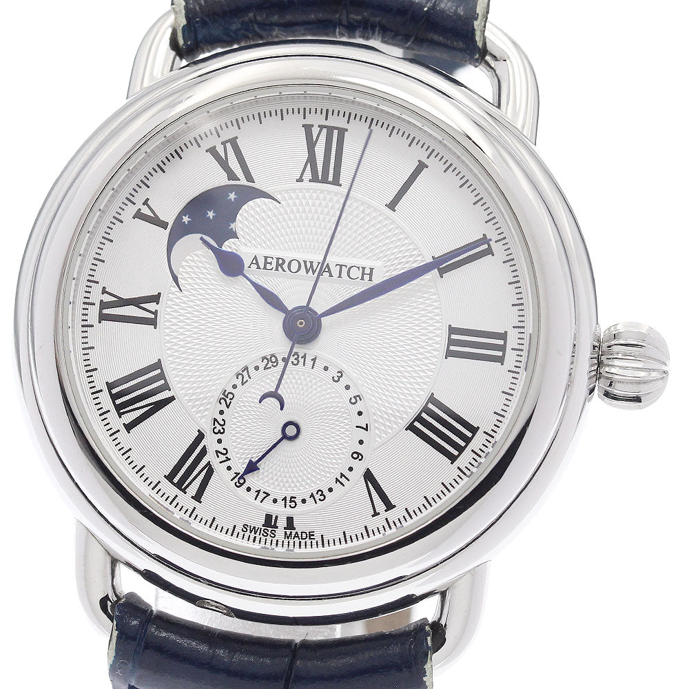 AEROWATCH 1942 moon phase 74969 AA01 Date Silver Dial Automatic Men's Watch_948638