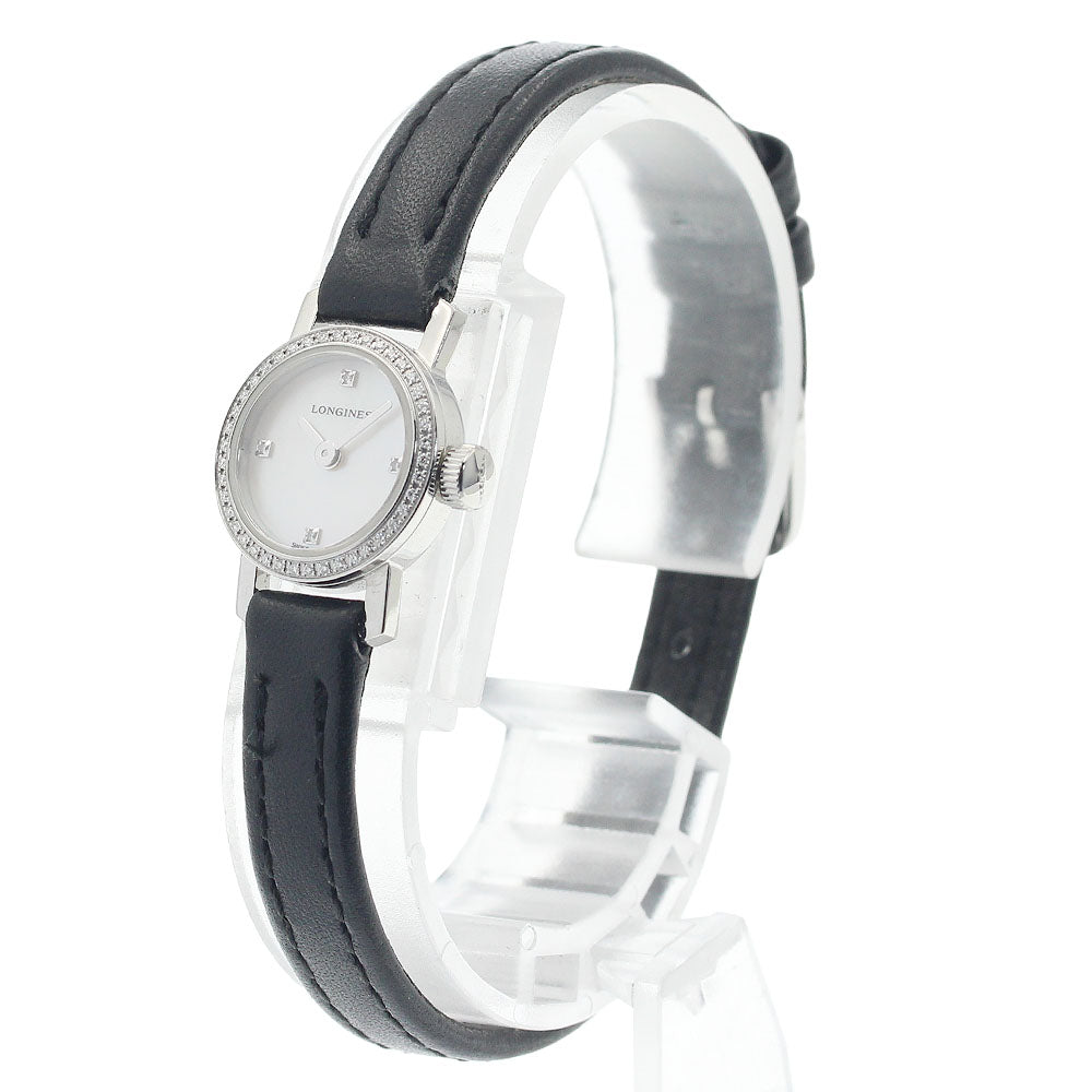 LONGINES mini L2.303.0 4P diamond bezel White shell Dial Quartz Ladies Watch_948717