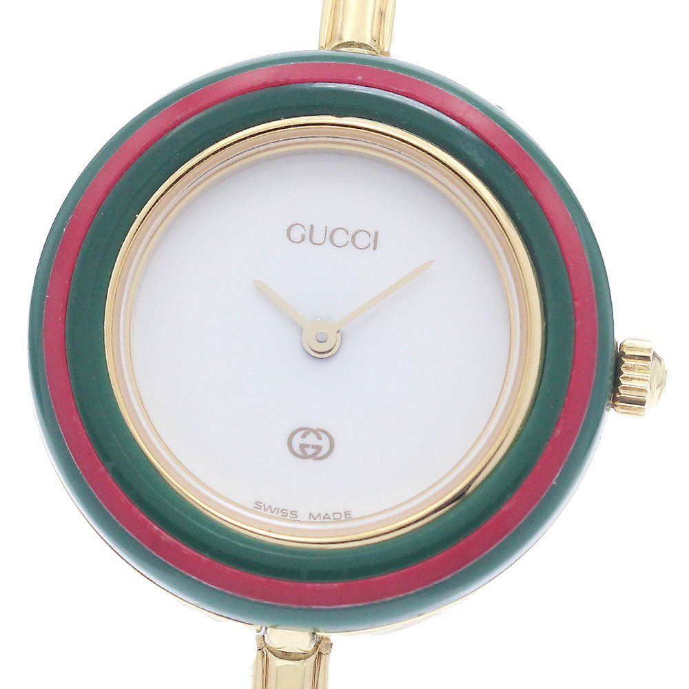 GUCCI Change bezel 1100-L white Dial Quartz Ladies Watch_948816