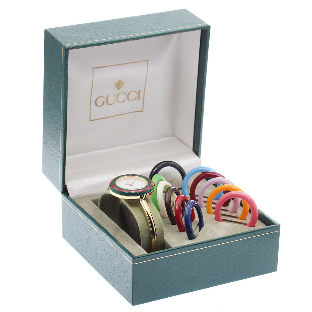 GUCCI Change bezel 1100-L white Dial Quartz Ladies Watch_948816