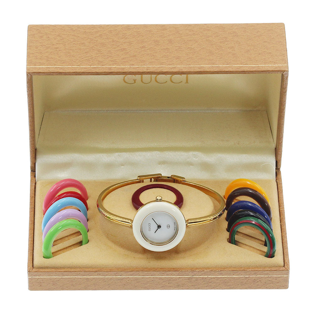 GUCCI Change bezel 1100-L white Dial Quartz Ladies Watch_948818