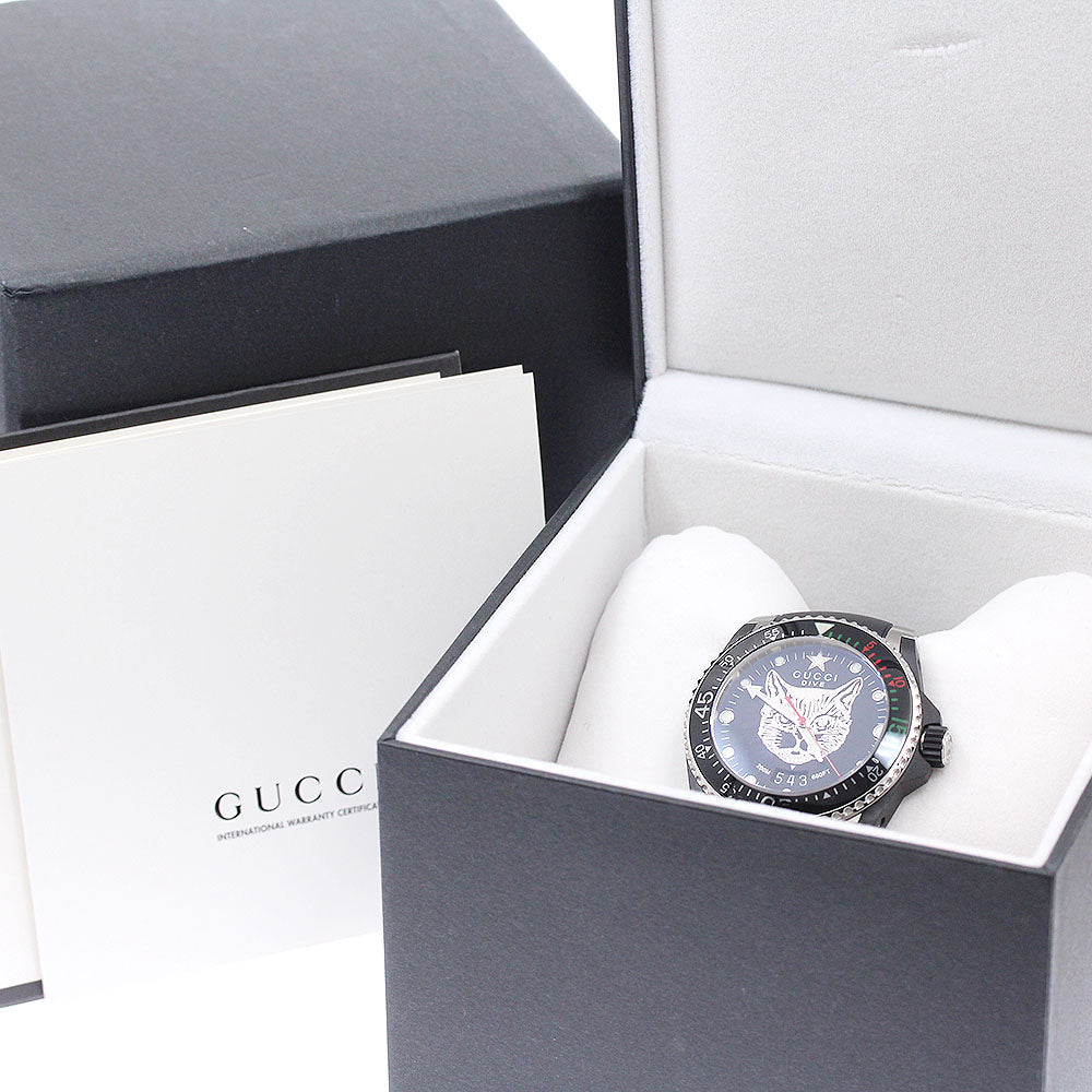 GUCCI Dive Cat 136.3/YA136320 Date Black Dial Quartz Men's Watch_948828