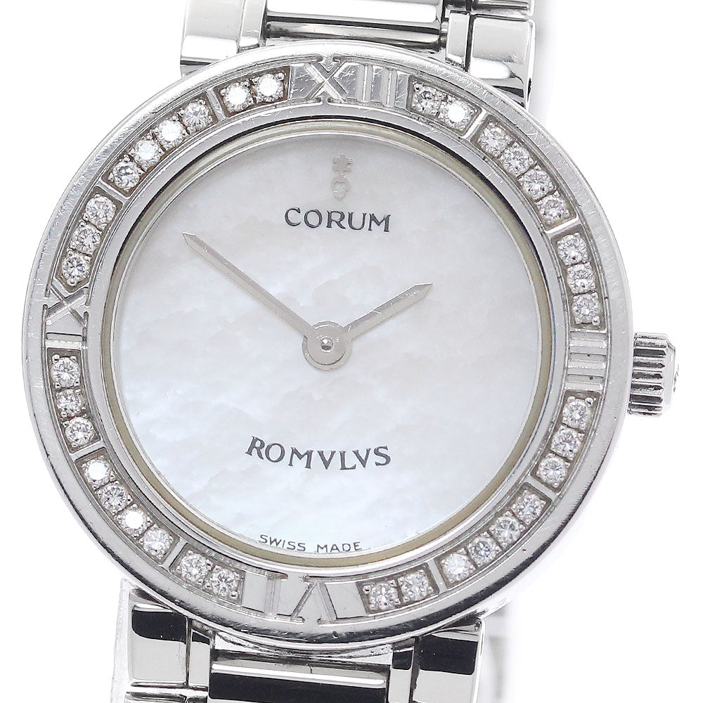 CORUM Romulus 165.128.47 V459 Diamond Bezel White shell Dial Quartz Ladies Watch_948837