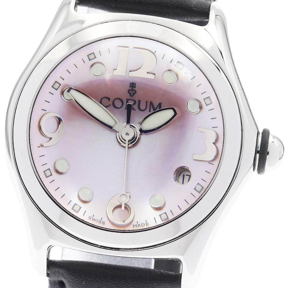 CORUM bubble 39.250.20 Date Pink shell Dial Quartz Ladies Watch_948880