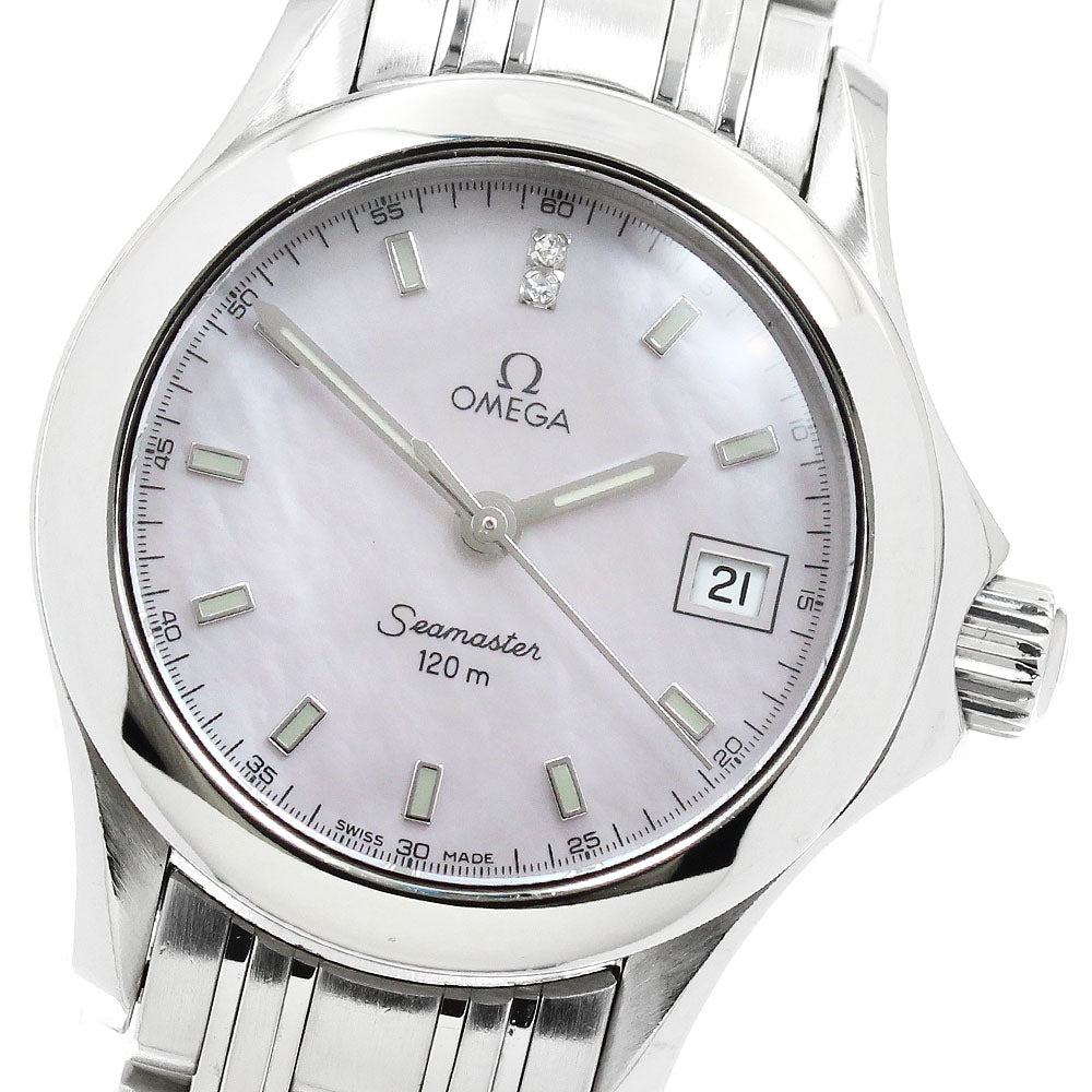 OMEGA Seamaster120M 2581.64 2P Diamond Mother-of-Pearl Dial Pink shell Dial Quartz Ladies Watch_948925
