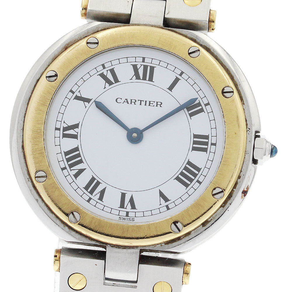 CARTIER Santos Round LM 2-tone YG bezel white Dial Quartz Men's Watch_949022
