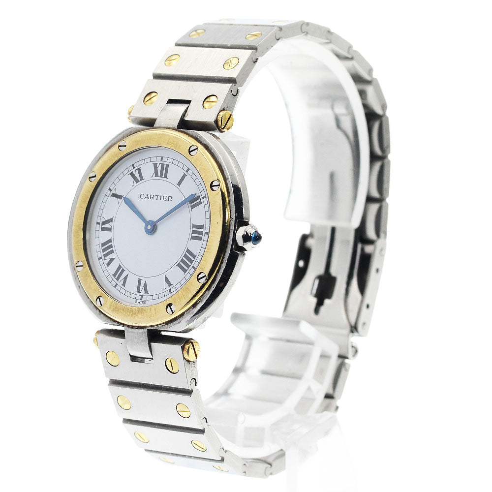 CARTIER Santos Round LM 2-tone YG bezel white Dial Quartz Men's Watch_949022