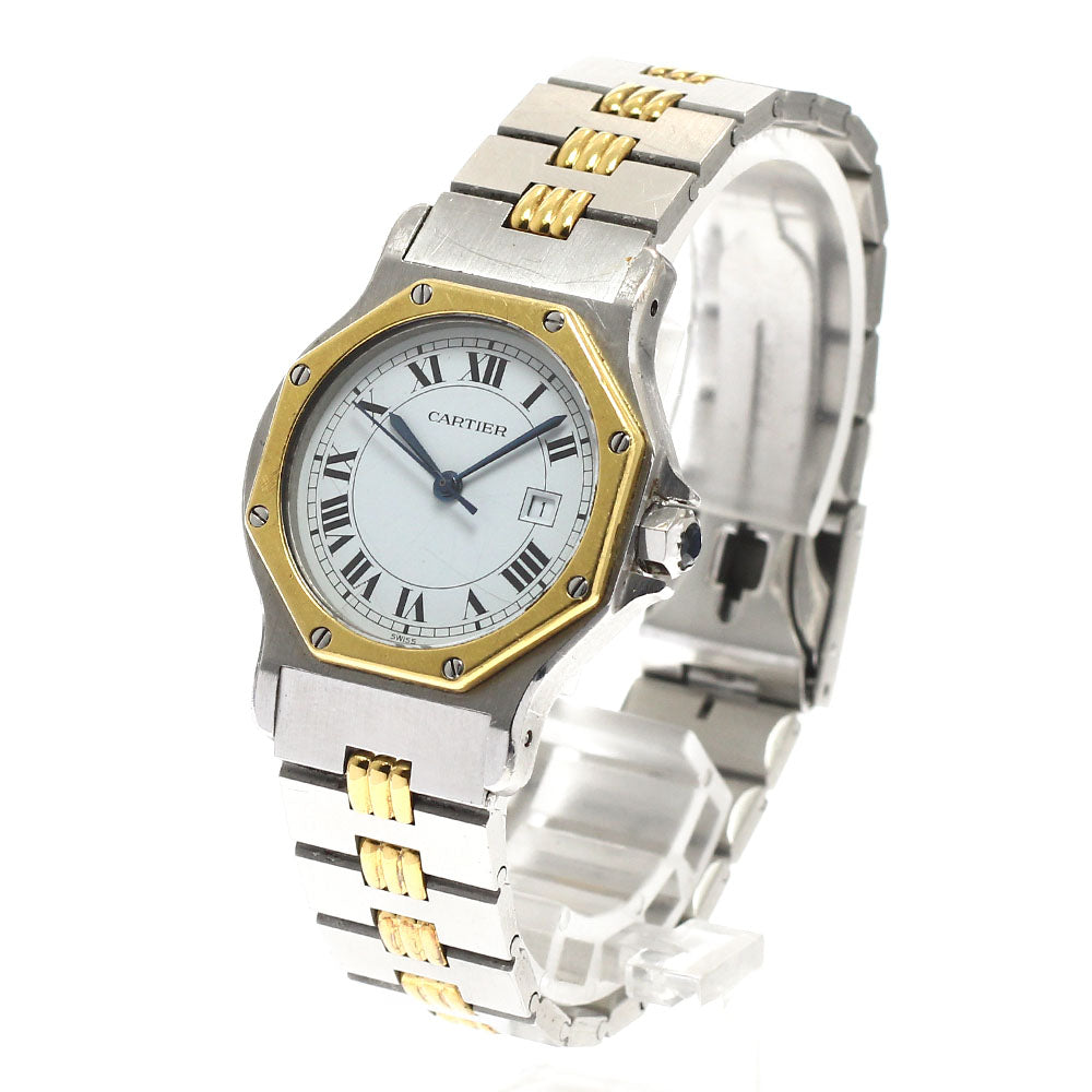 CARTIER Santos Octagon LM YG bezel gadroon bracelet white Dial Automatic Men's Watch_949037