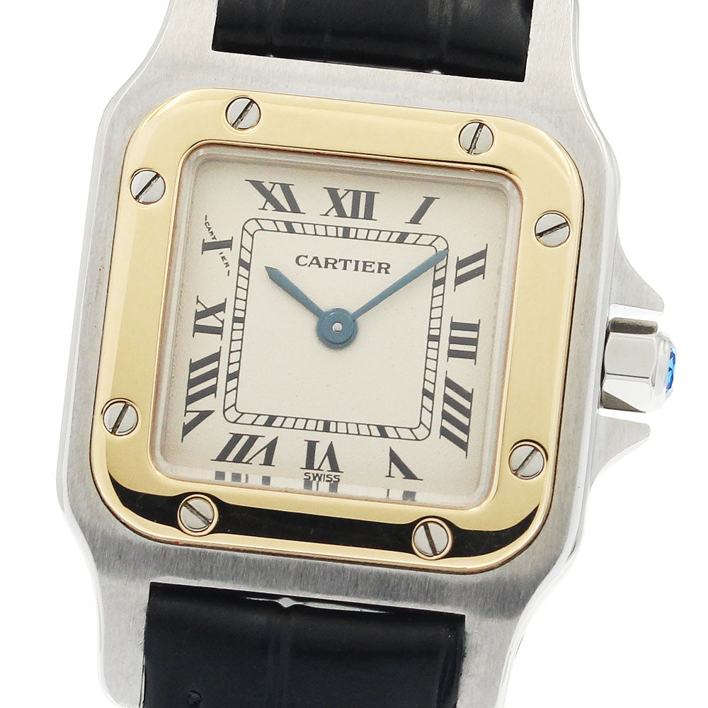 CARTIER Santos Galbee SM YG bezel Silver Dial Quartz Ladies Watch_949038