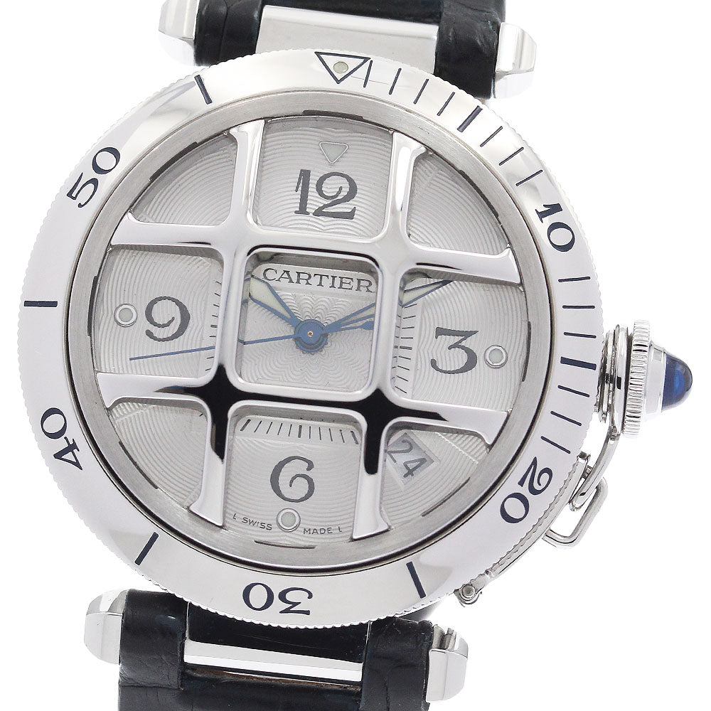 CARTIER Pasha 38 Pronger Convex Grid W3105955 Silver Dial Automatic Men's Watch_949052
