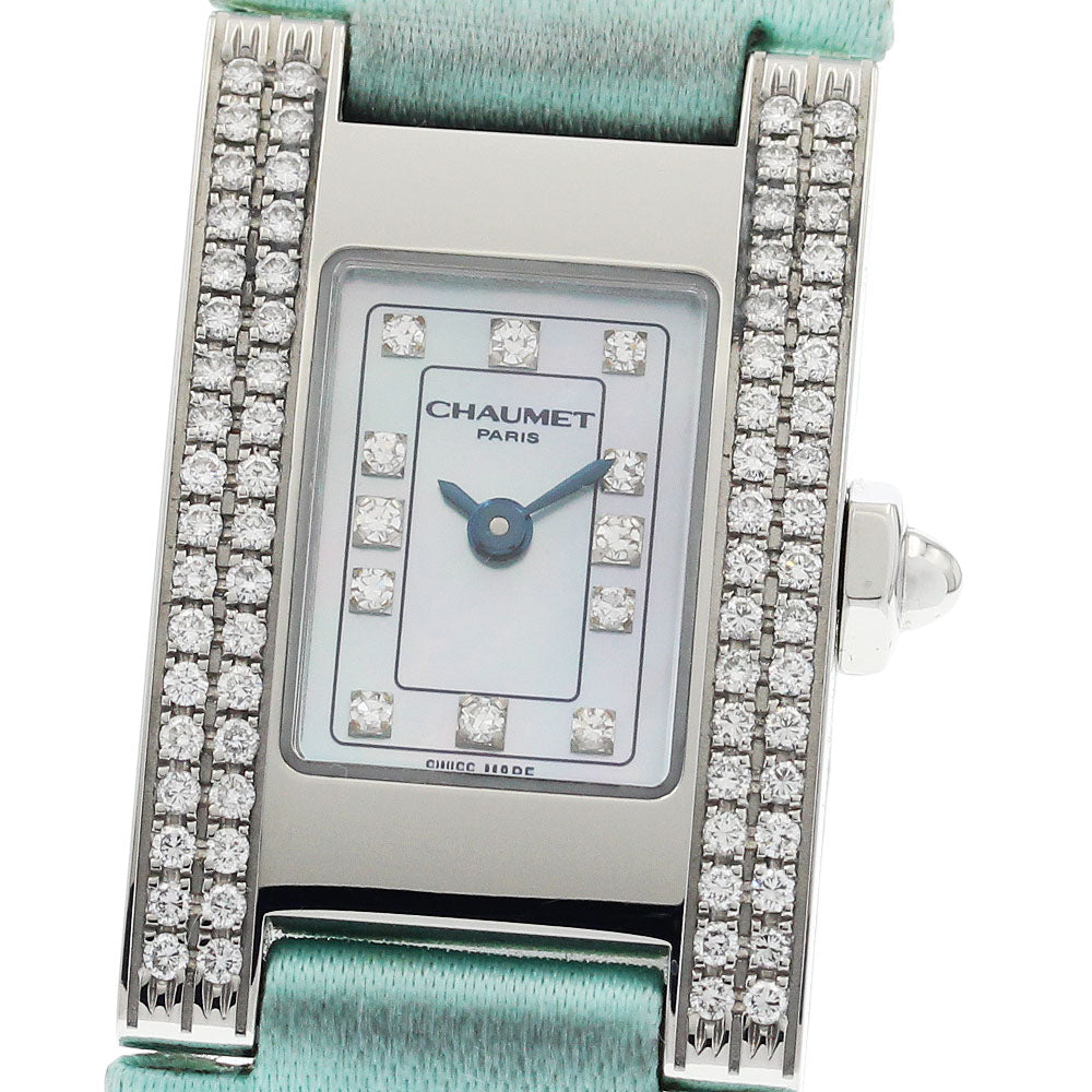 Chaumet Style rectangle W01212-055 12P diamond bezel Blue shell Dial Quartz Ladies Watch_949118