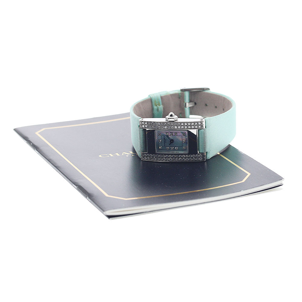 Chaumet Style rectangle W01212-055 12P diamond bezel Blue shell Dial Quartz Ladies Watch_949118