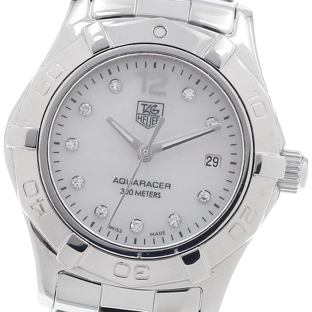TAG HEUER Aqua racer WAF1415 10P diamond White shell Dial Quartz Ladies Watch_949129