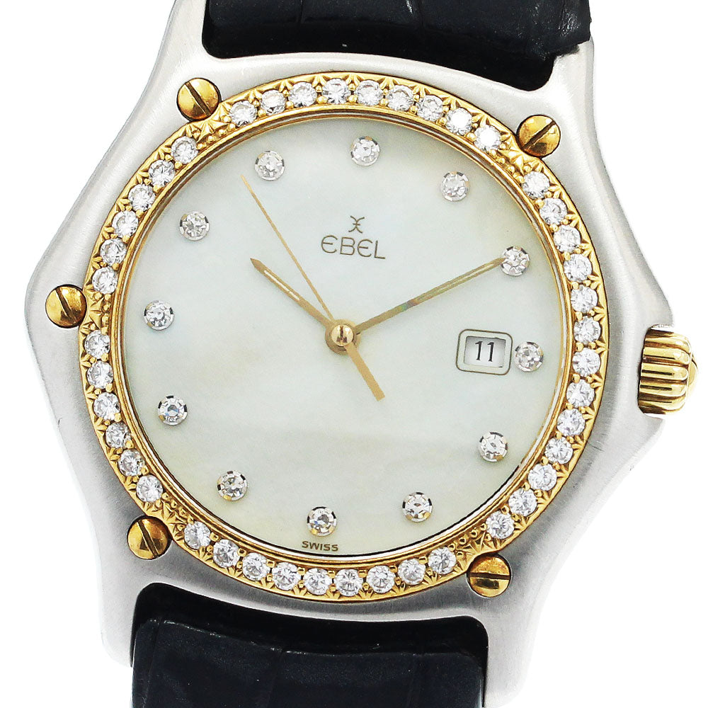 EBEL Classic wave 187911 date diamond bezel White shell Dial Quartz Ladies Watch_949147