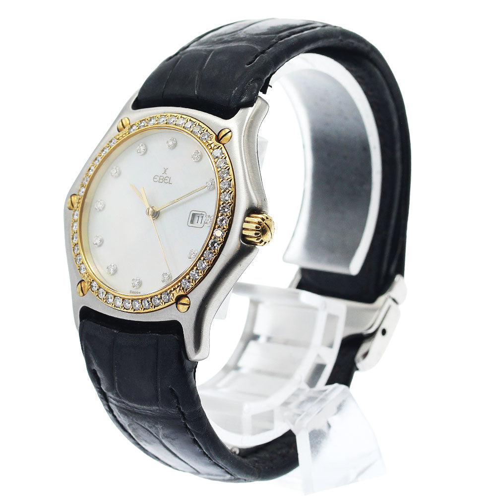 EBEL Classic wave 187911 date diamond bezel White shell Dial Quartz Ladies Watch_949147