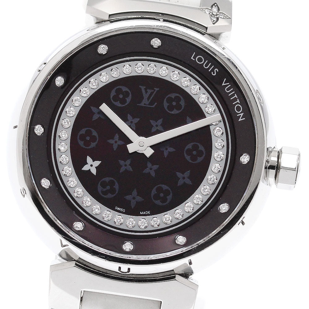 LOUIS VUITTON Tambour Disc Amarant Diamon MM Q1319 diamond Quartz Ladies _949275