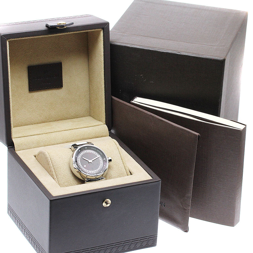 LOUIS VUITTON Tambour Disc Amarant Diamon MM Q1319 diamond Quartz Ladies _949275