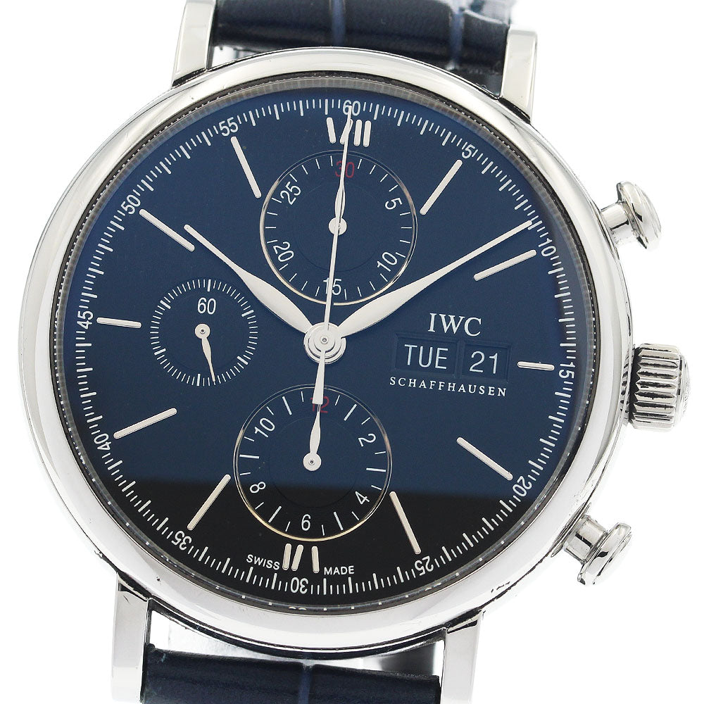 IWC SCHAFFHAUSEN Portofino IW391008 Day-Date Chronograph black Dial Automatic Men's Watch_949347