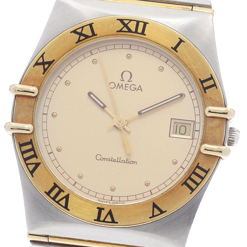 OMEGA Constellation Date YG2 tone Full bar Gold Dial Quartz Men's Watch_949373