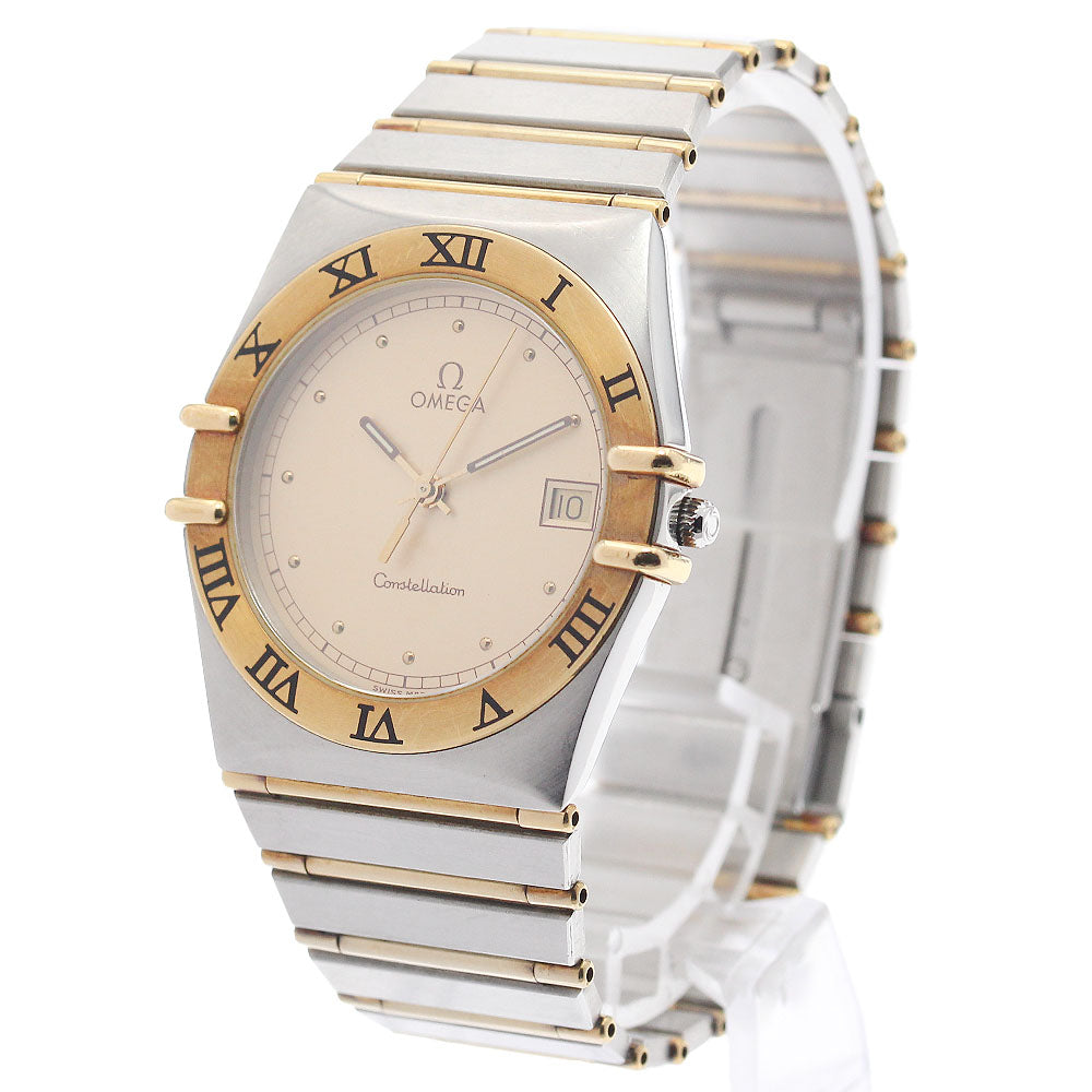 OMEGA Constellation Date YG2 tone Full bar Gold Dial Quartz Men's Watch_949373