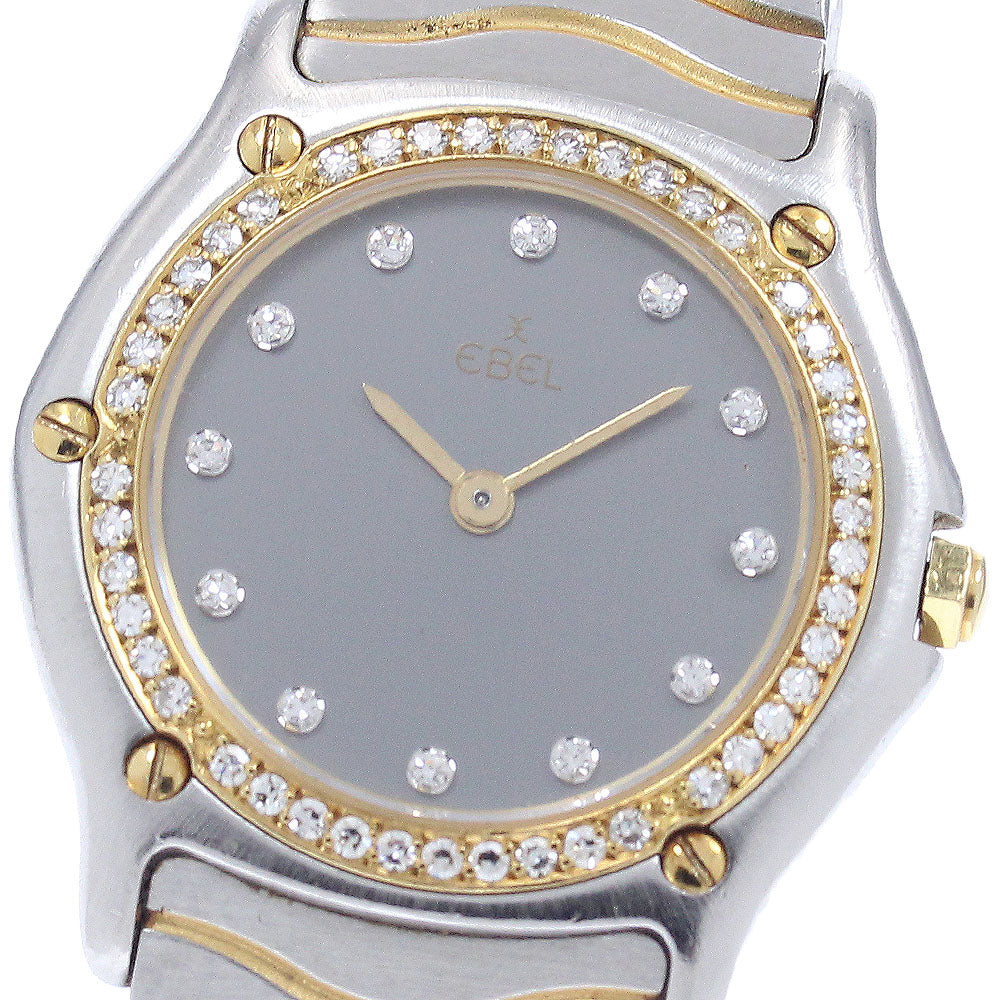 EBEL Classic wave 181930X Diamond bezel 12P Gray Dial Quartz Ladies Watch_949386