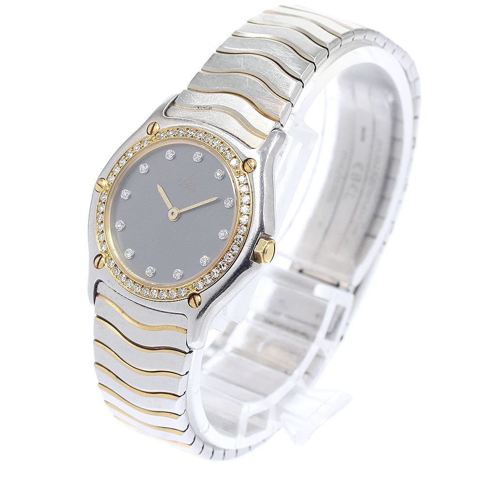 EBEL Classic wave 181930X Diamond bezel 12P Gray Dial Quartz Ladies Watch_949386