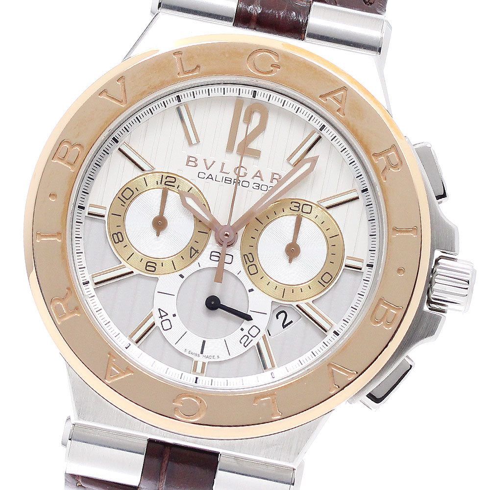 BVLGARI Diagono Caribillo 303 DGP42SGCH Chronograph PG bezel Silver Dial Automatic Men's Watch_949455