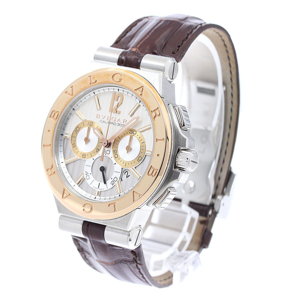 BVLGARI Diagono Caribillo 303 DGP42SGCH Chronograph PG bezel Silver Dial Automatic Men's Watch_949455