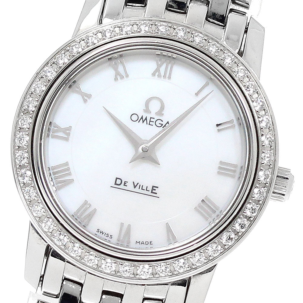 OMEGA De Ville Prestige 4575.71 Diamond Bezel White shell Dial Quartz Ladies Watch_949510