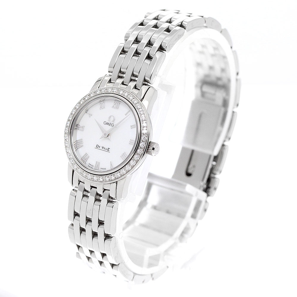 OMEGA De Ville Prestige 4575.71 Diamond Bezel White shell Dial Quartz Ladies Watch_949510