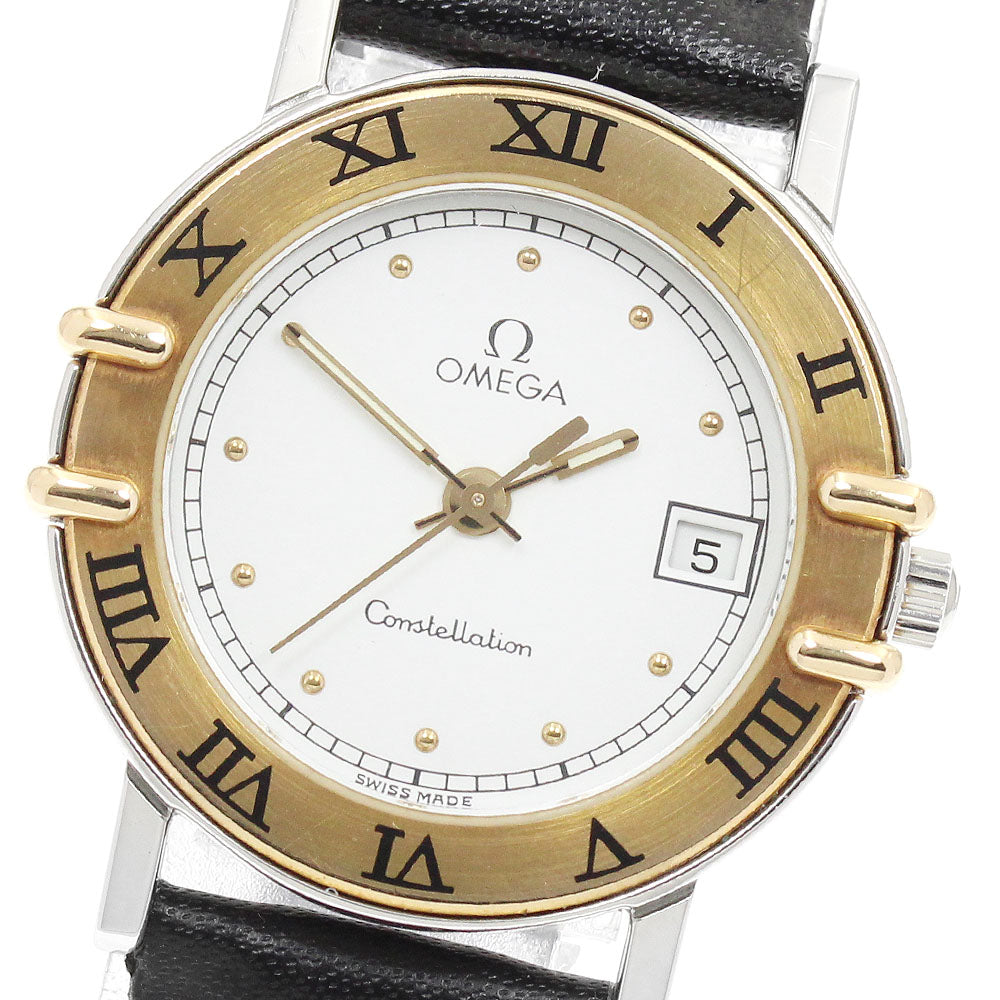 OMEGA Constellation Date YG bezel White Dial Quartz Ladies Watch_949522