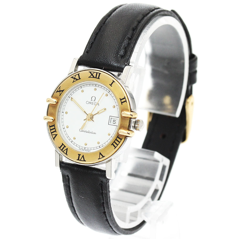 OMEGA Constellation Date YG bezel White Dial Quartz Ladies Watch_949522