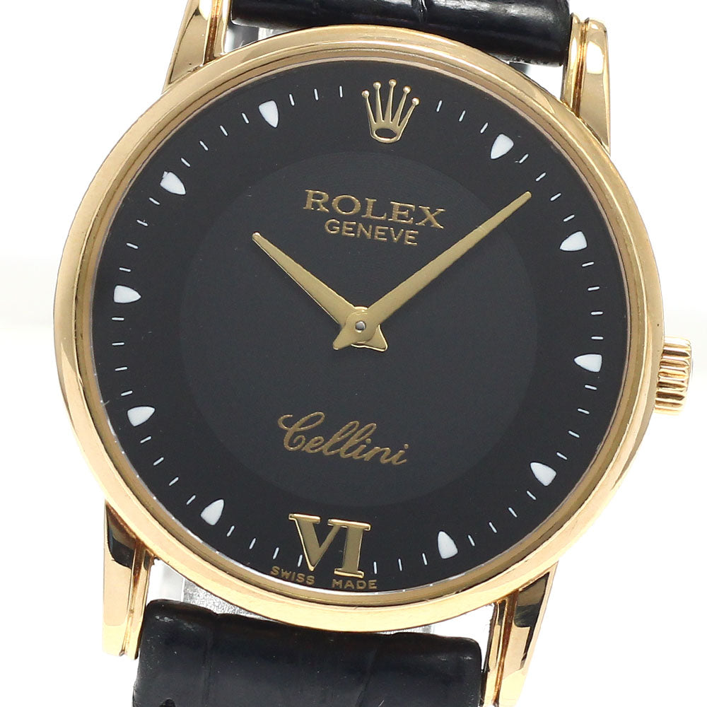 ROLEX Cellini 5116 K18YG Cal.1602 black Dial Hand Winding Men's Watch_949621