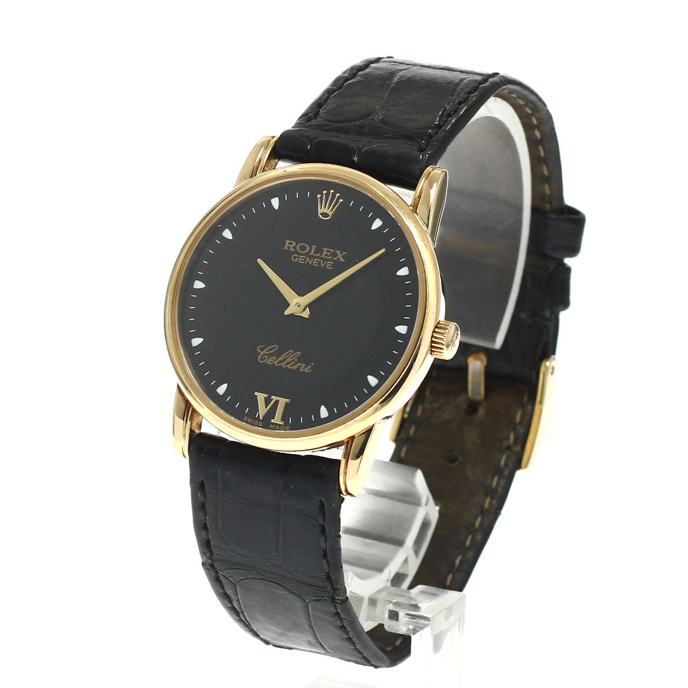 ROLEX Cellini 5116 K18YG Cal.1602 black Dial Hand Winding Men's Watch_949621