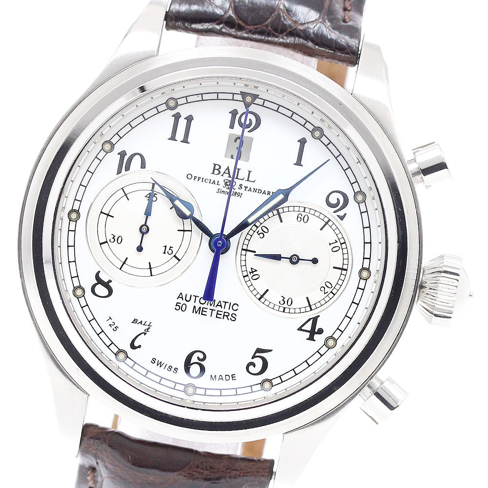 BALLWATCH train master cannonball CM1052D Chronograph white Dial Automatic Men's Watch_949689