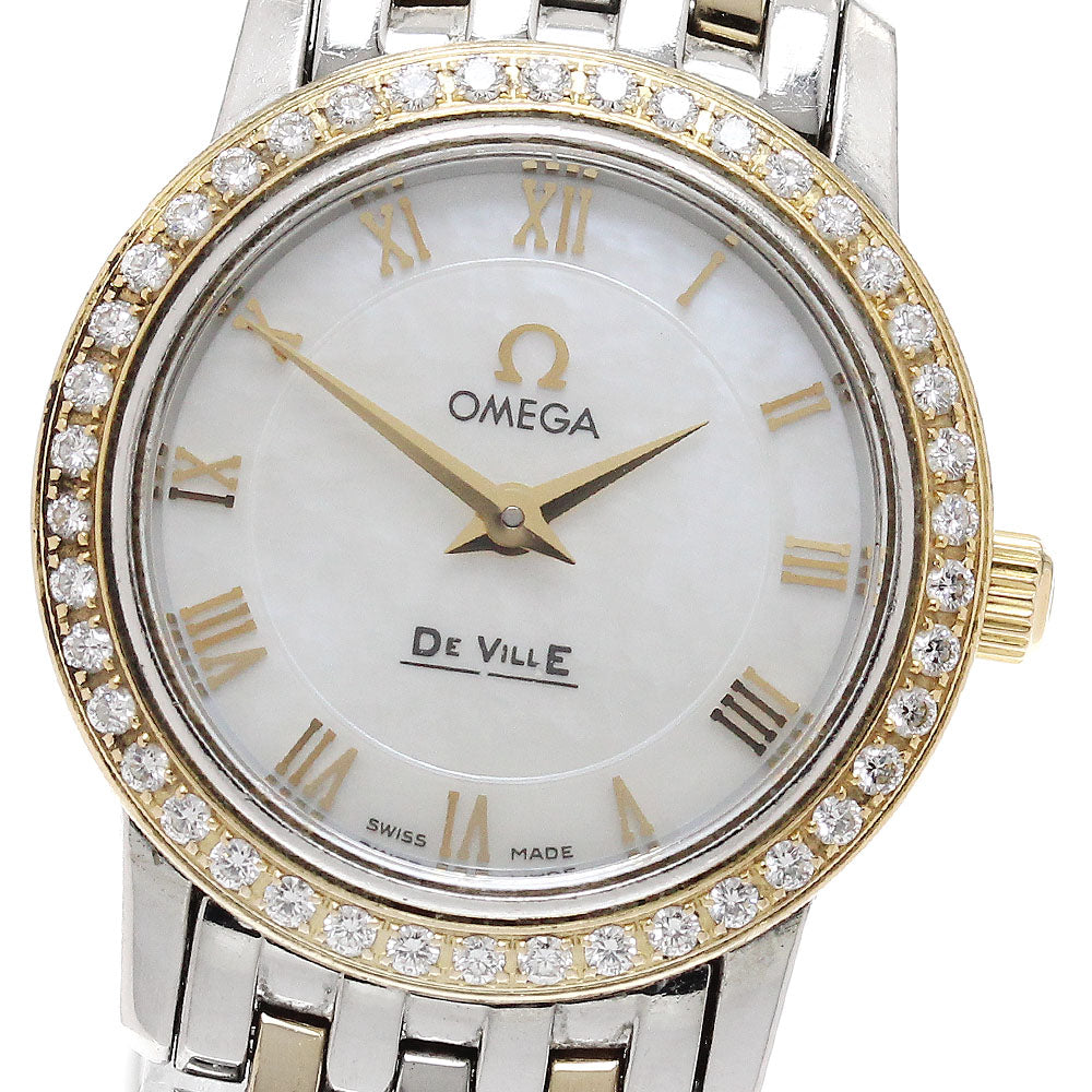 OMEGA De Ville Prestige 4375.71 Diamond Bezel White shell Dial Quartz Ladies Watch_949717