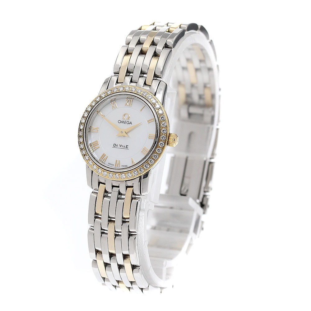 OMEGA De Ville Prestige 4375.71 Diamond Bezel White shell Dial Quartz Ladies Watch_949717