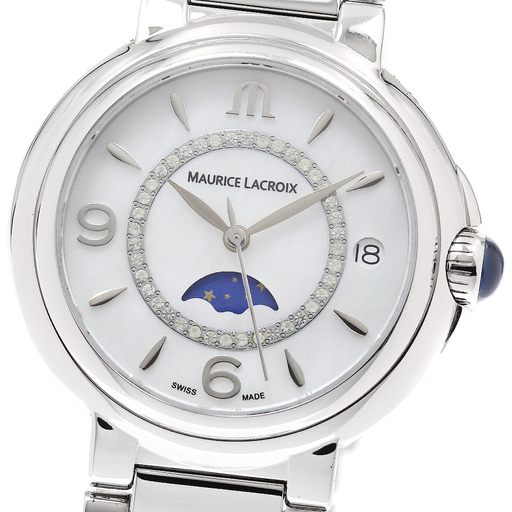 MAURICE LACROIX Fiaba Moon Phase FA1084-SS002-170-1 Date diamond White shell Dial Quartz Ladies Watch_949774