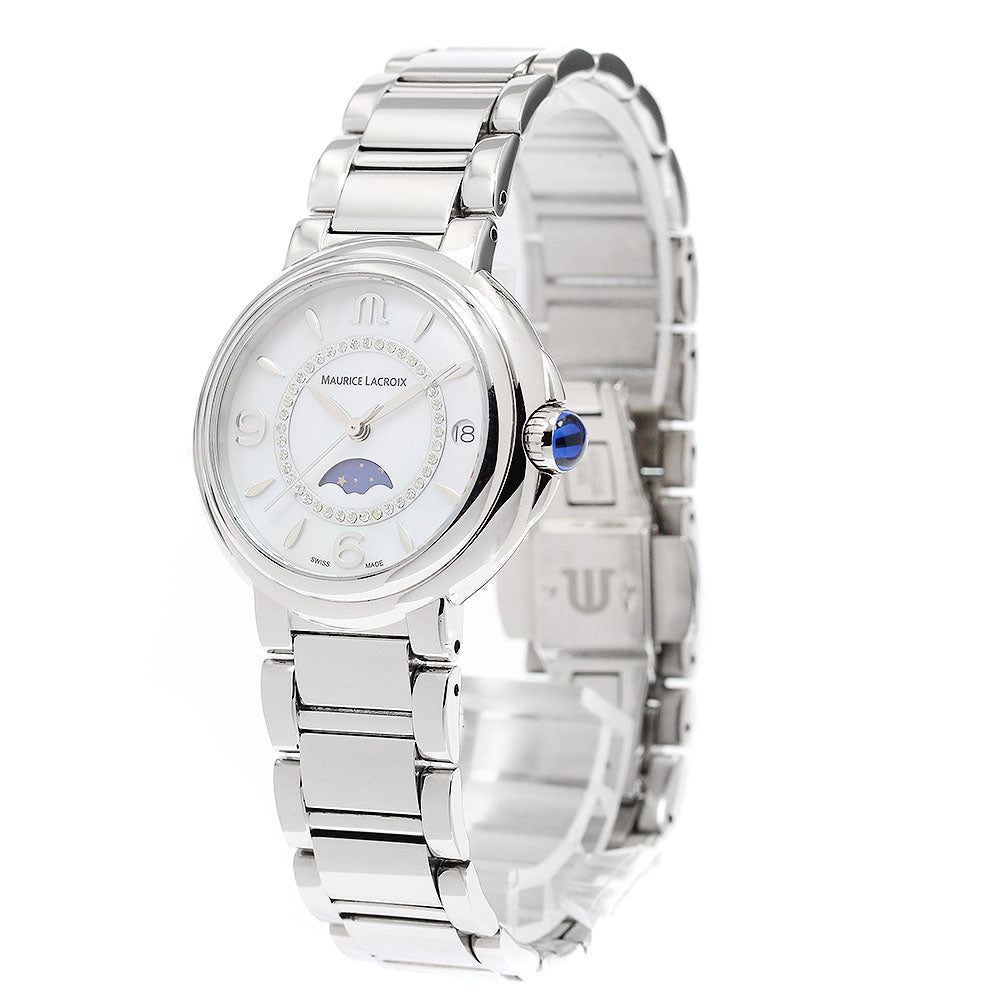 MAURICE LACROIX Fiaba Moon Phase FA1084-SS002-170-1 Date diamond White shell Dial Quartz Ladies Watch_949774