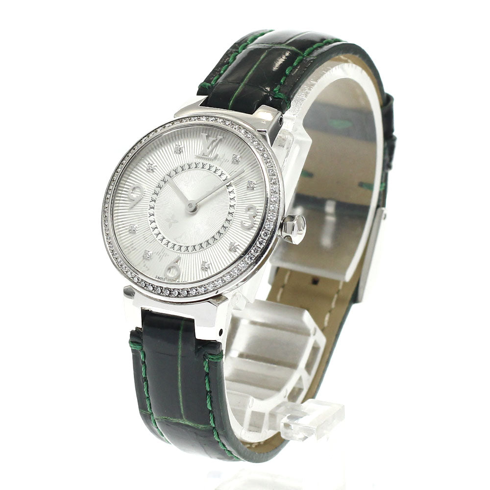 LOUIS VUITTON Tambour monogram Q12MF Diamond bezel 8P diamond Silver Dial Quartz Ladies Watch_949775