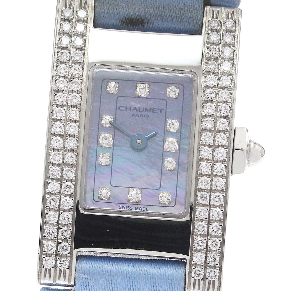 Chaumet Style rectangle W01212-056 Side diamond 12P Blue shell Dial Quartz Ladies Watch_949800