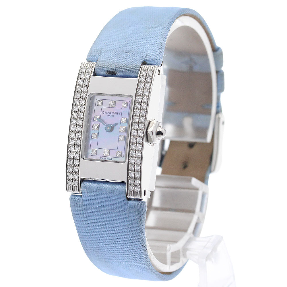 Chaumet Style rectangle W01212-056 Side diamond 12P Blue shell Dial Quartz Ladies Watch_949800