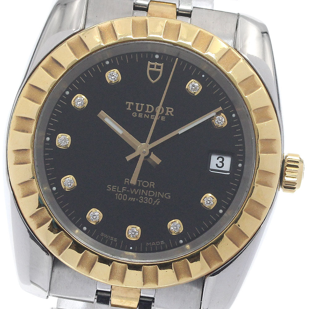 TUDOR Classic Date 21013 YG2 tone 10P diamond Automatic Men's Watch_949801