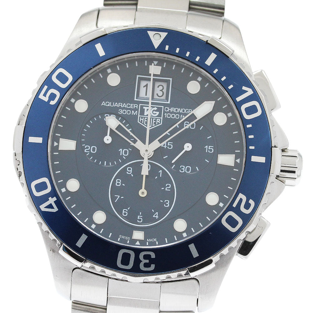TAG HEUER Aqua racer CAN1011 Big Date Chronograph blue Dial Quartz Men's_950181