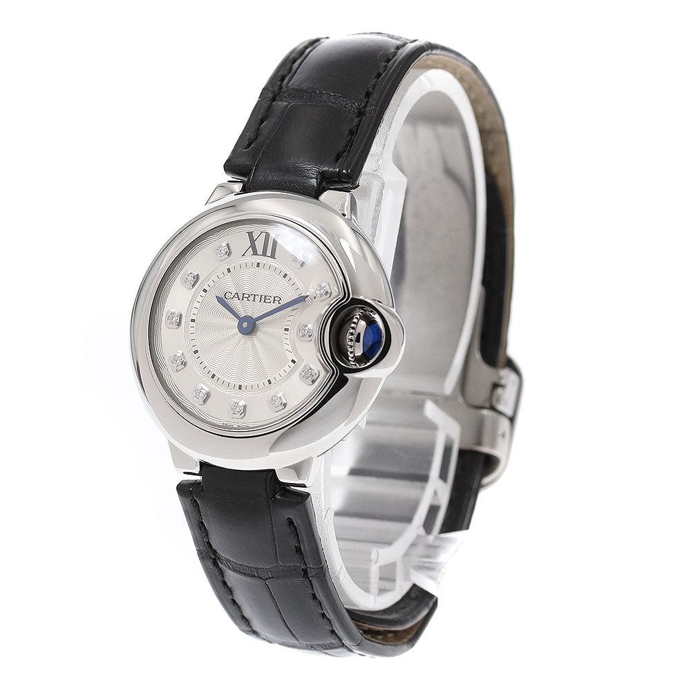 CARTIER Baron blue SM W4BB0008 11P diamond Silver Dial Quartz Ladies Watch_950232