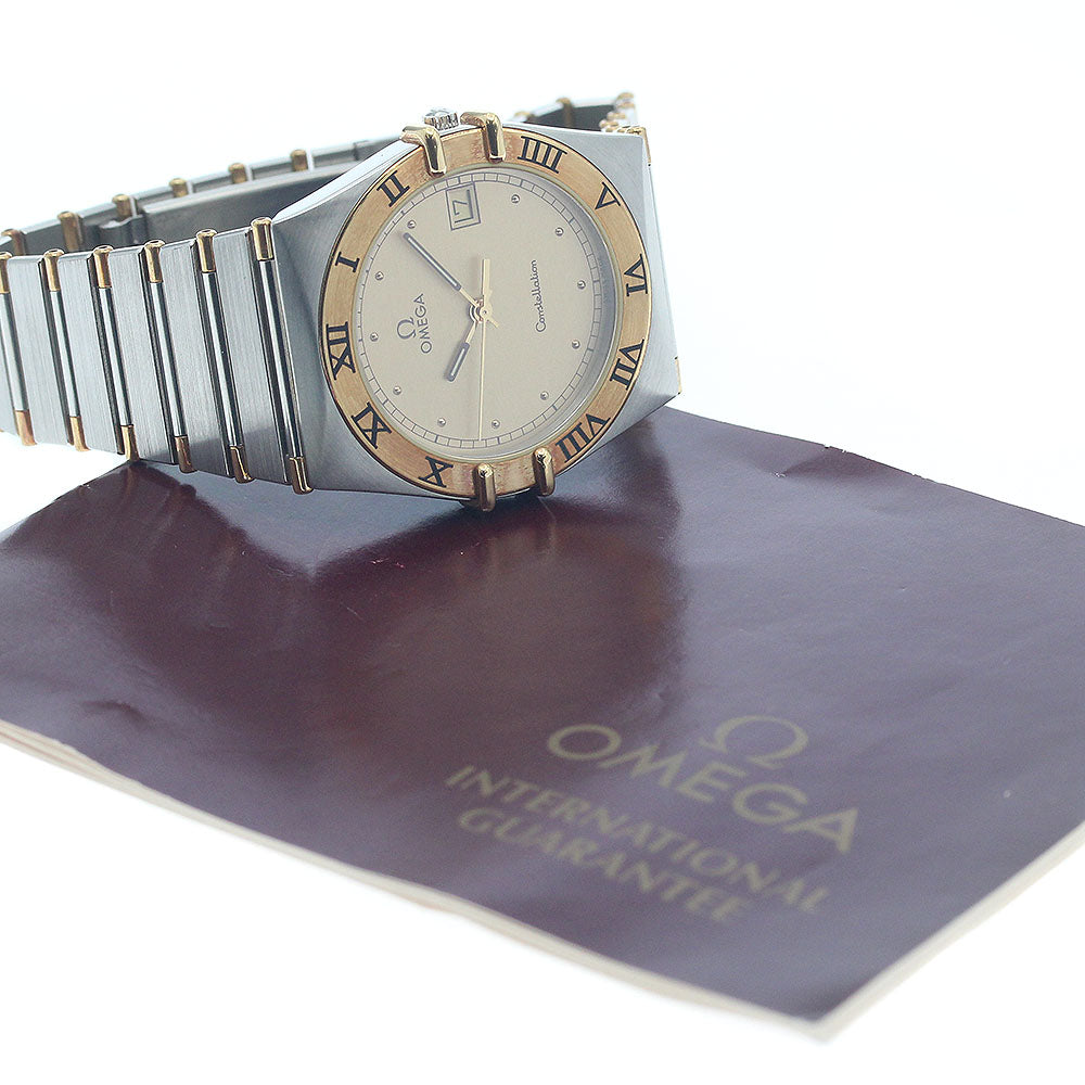 OMEGA Constellation YG bezel half bar gold Dial Quartz Men's Watch_950331