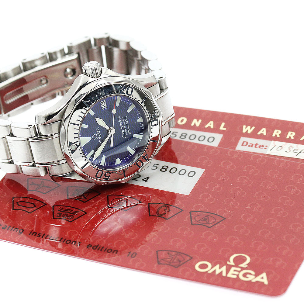 OMEGA Seamaster300m 2285.80 Date blue Dial Quartz Ladies Watch_950386