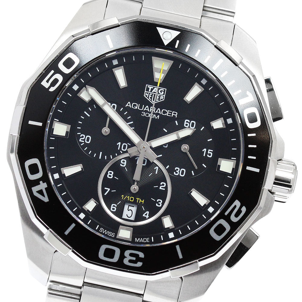 TAG HEUER Aqua racer CAY111A Date Chronograph black Dial Quartz Men's_950407